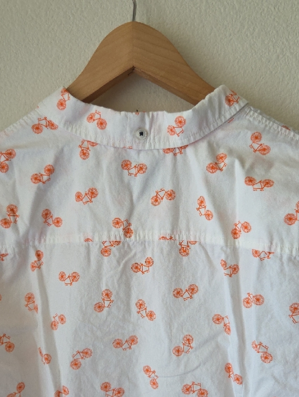Anthropologie Postmark Bicycle Print Button Down Shirt White and Orange Sz 12 - Picture 8 of 12